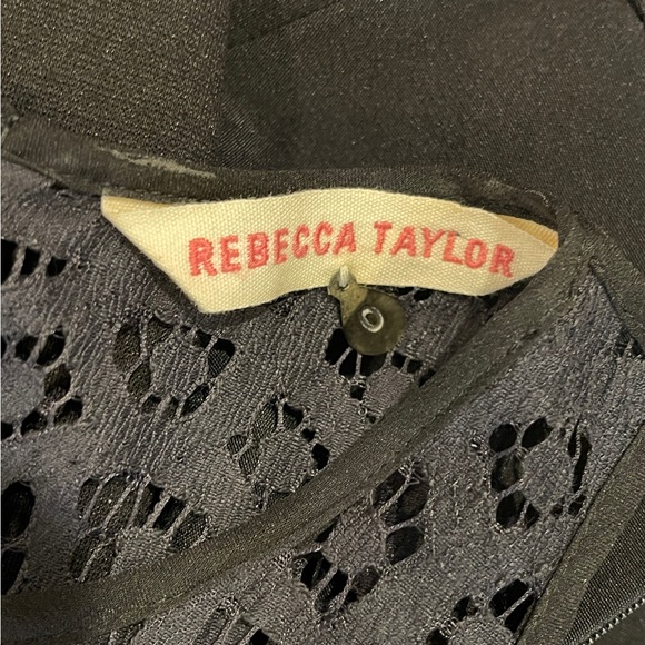 Rebecca Taylor Black Fit and Flare Lace Deep Neckline Dress - Picture 8 of 10